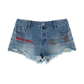 Silent Mafia Women's Vintage Wash Raw Hem Denim Shorts