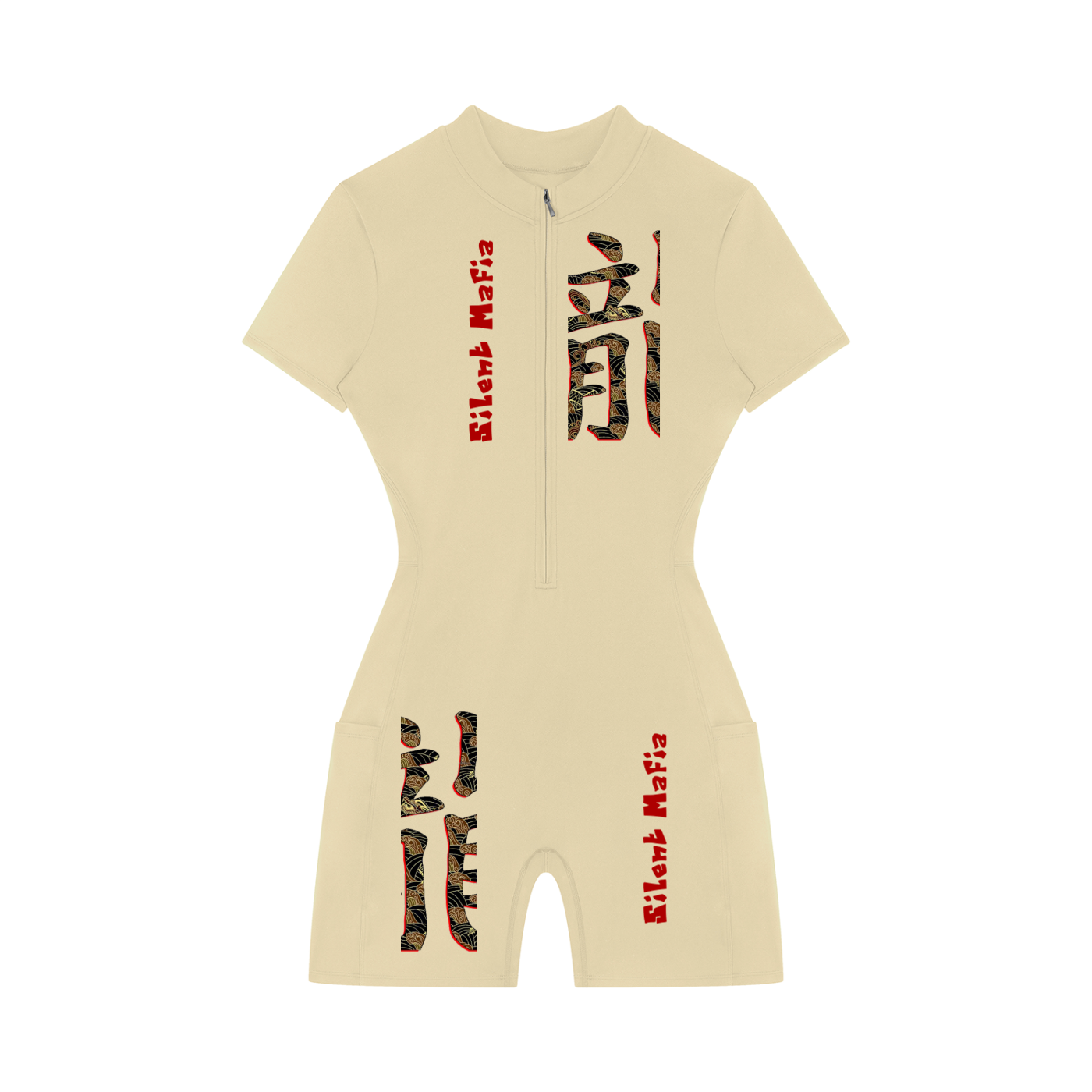 Silent Mafia Women's Quarter-Zip Short Sleeve Romper