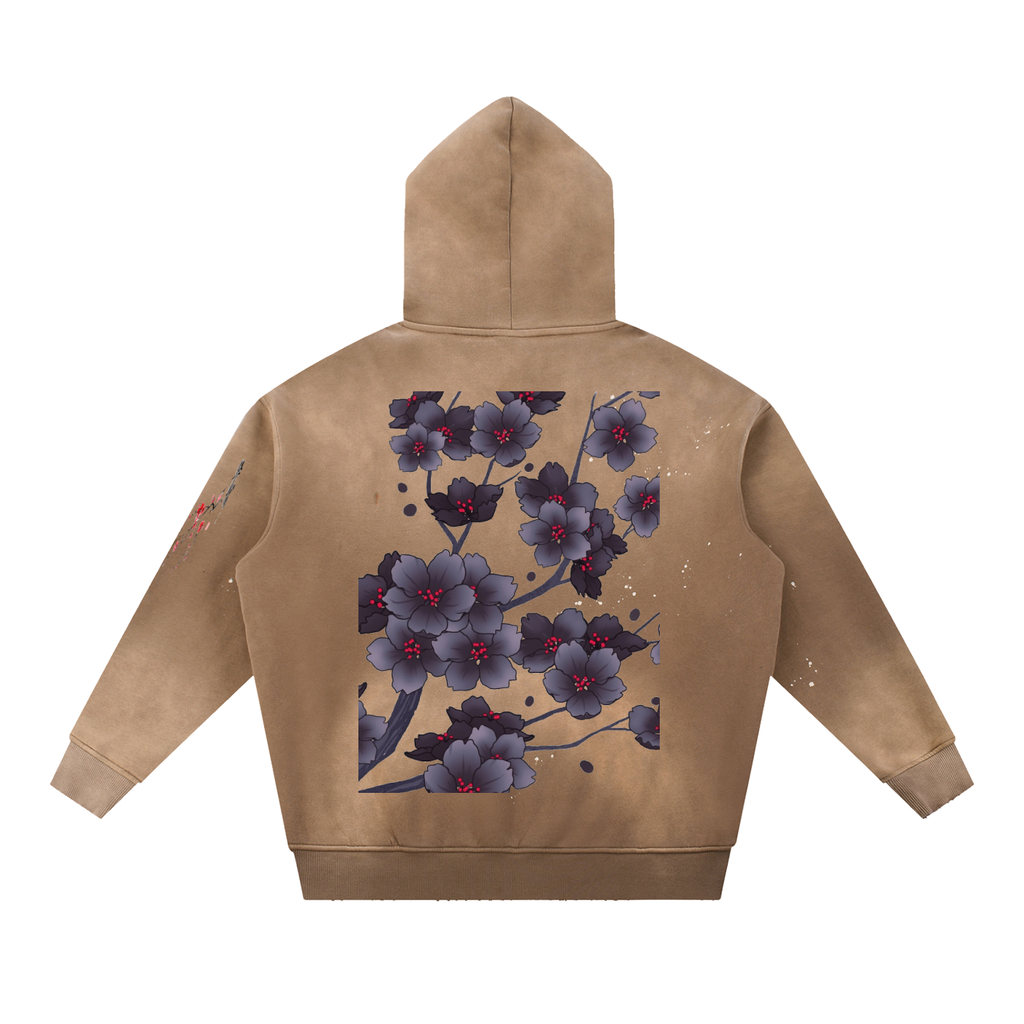Silent Mafia Vintage Washed Frayed Fleece Hoodie