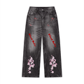 Silent Mafia Men’s Vintage Wash Wide Leg Jeans