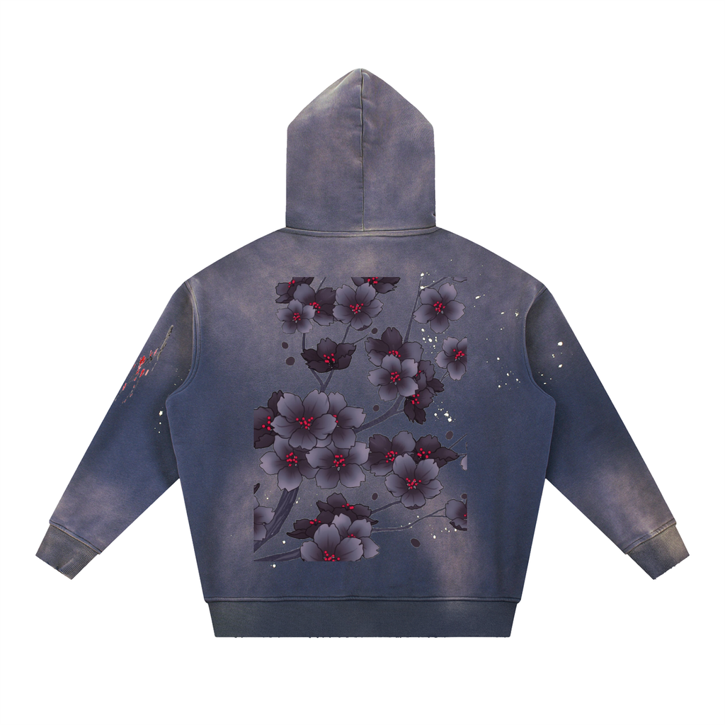 Silent Mafia Vintage Washed Frayed Fleece Hoodie