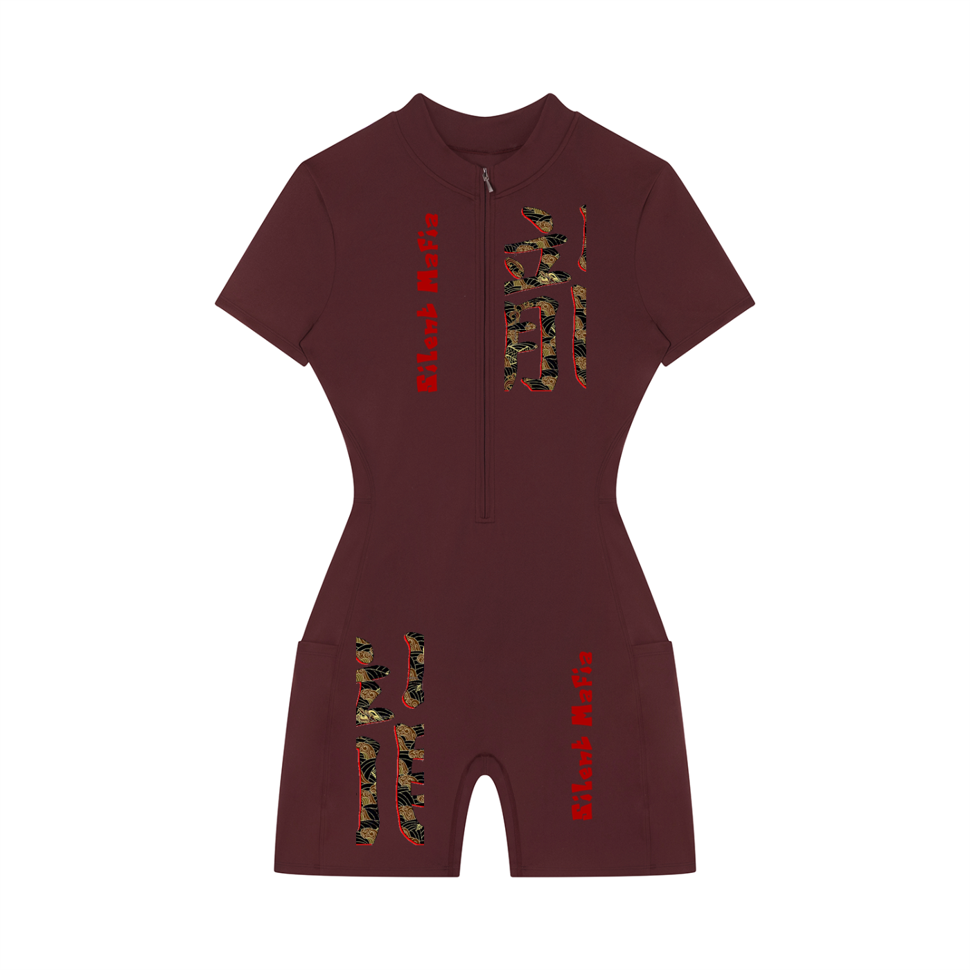 Silent Mafia Women's Quarter-Zip Short Sleeve Romper