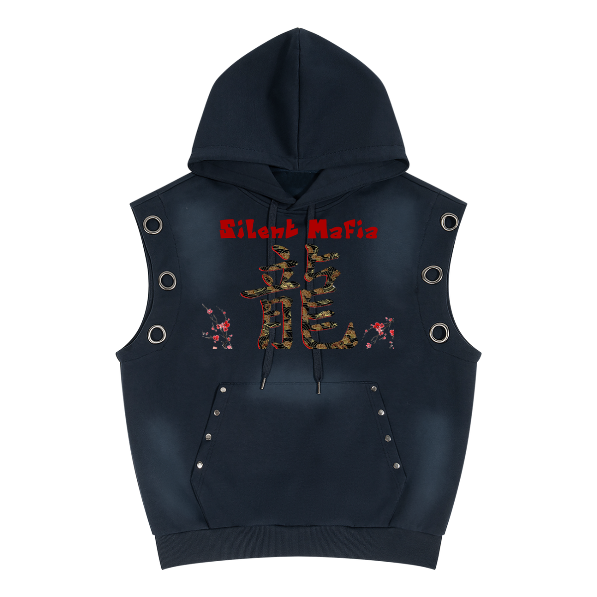 Silent Mafia Unisex Vintage Wash Sun Fade Sleeveless Hoodie