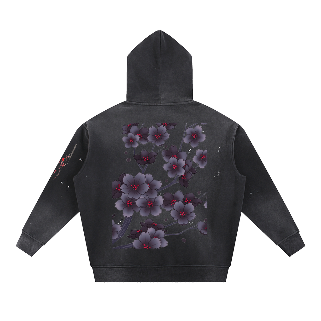Silent Mafia Vintage Washed Frayed Fleece Hoodie