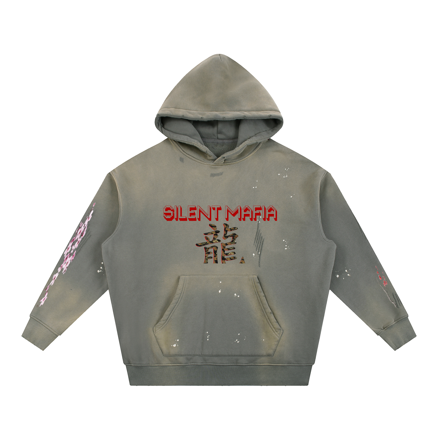 Silent Mafia Vintage Washed Frayed Fleece Hoodie