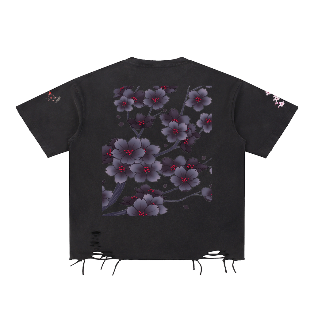 Silent Mafia Snow Washed Raw-Hem T-Shirt