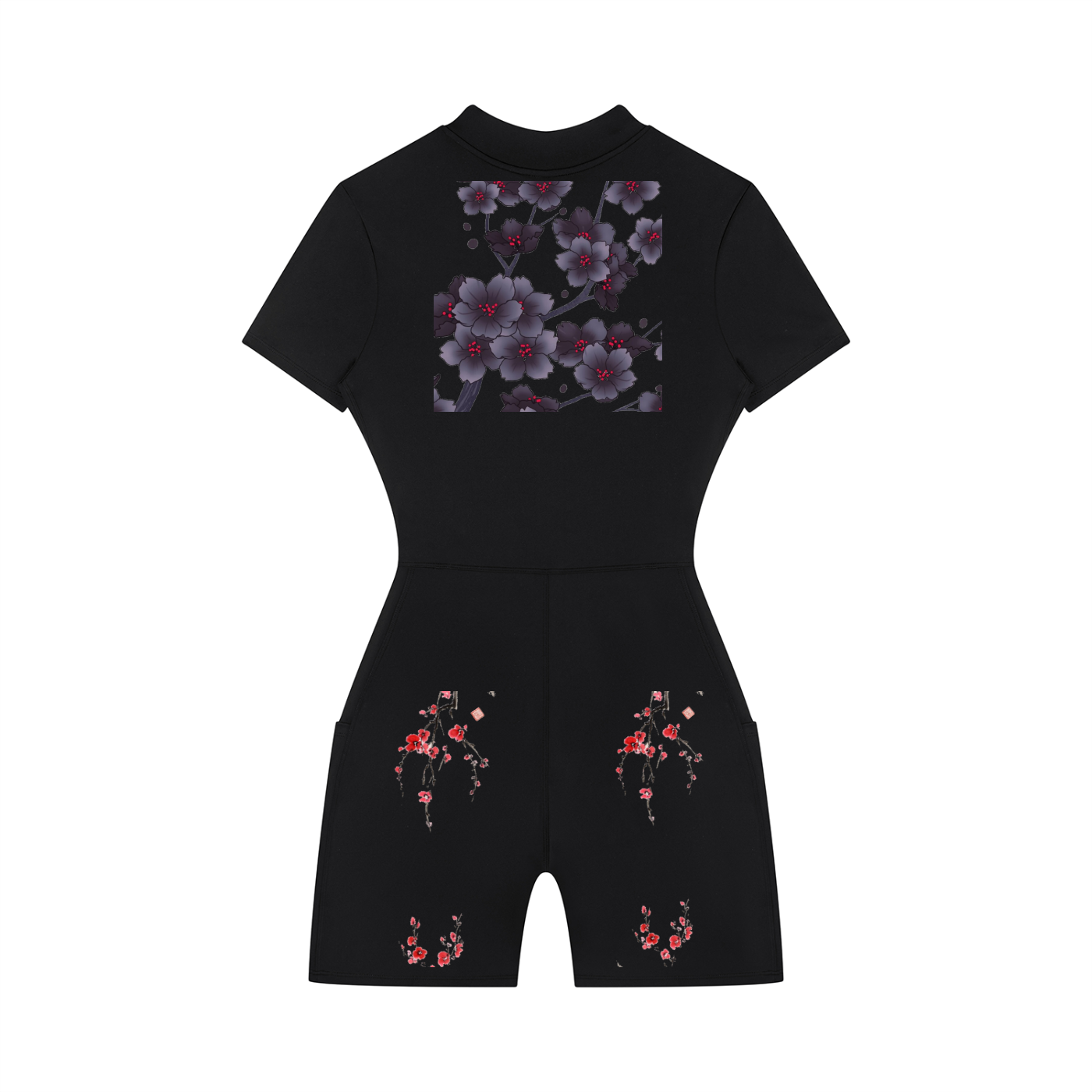 Silent Mafia Women's Quarter-Zip Short Sleeve Romper