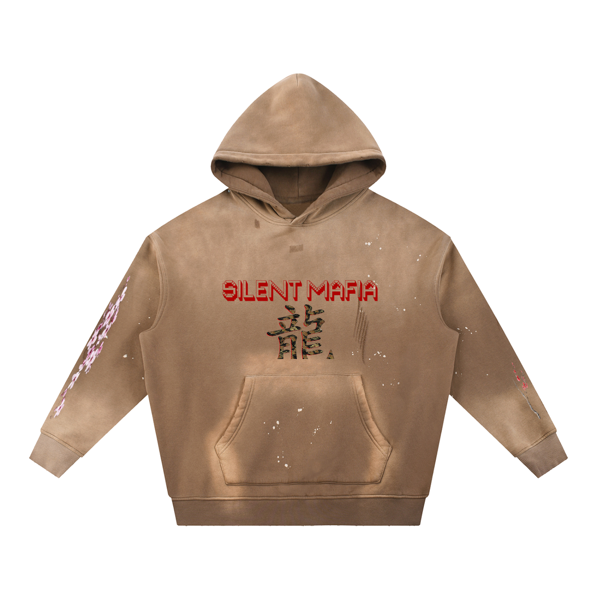Silent Mafia Vintage Washed Frayed Fleece Hoodie