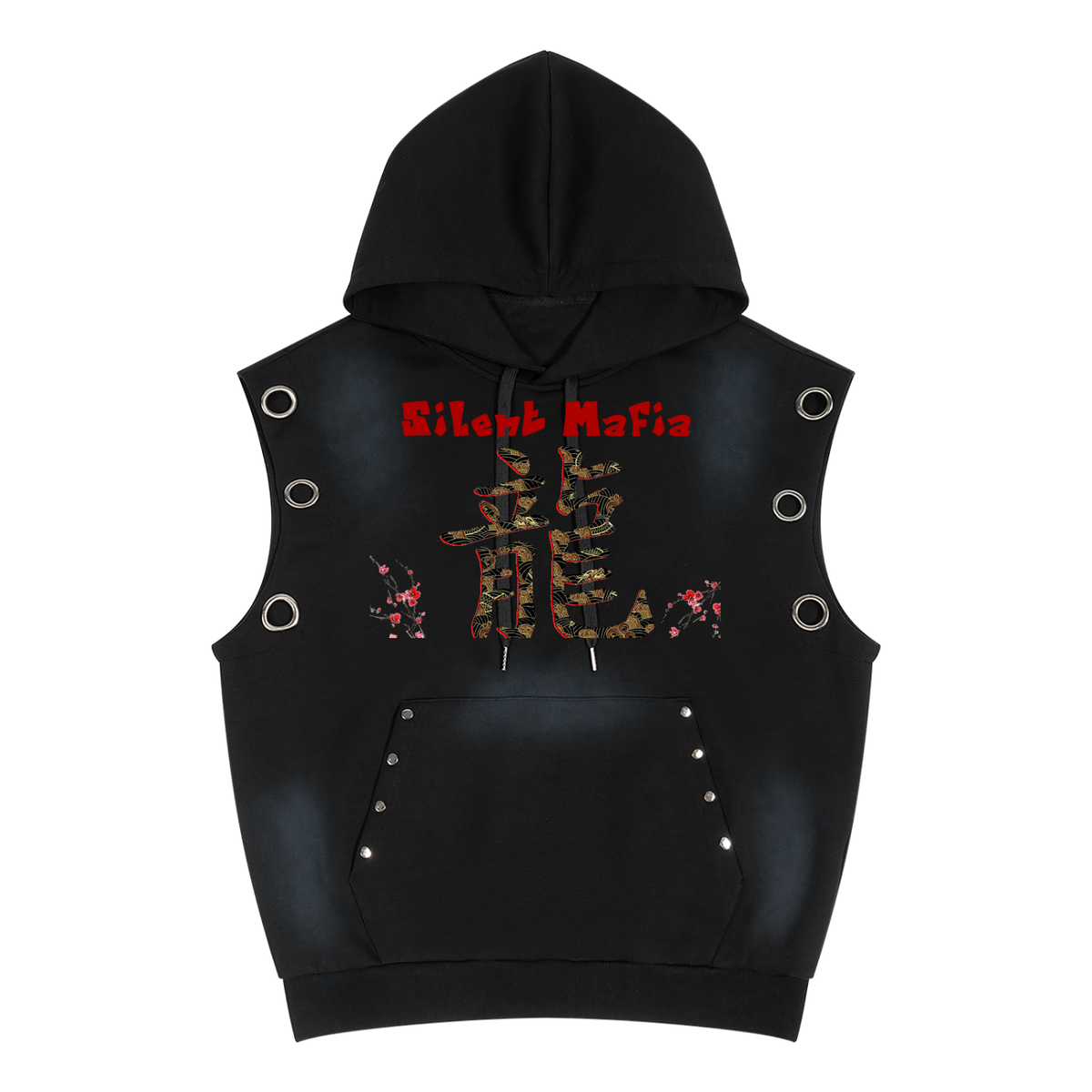 Silent Mafia Unisex Vintage Wash Sun Fade Sleeveless Hoodie