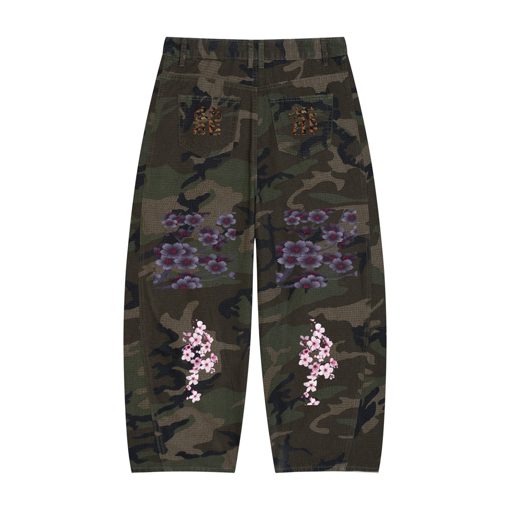 Silent Mafia Men’s Camo Barrel Leg Cargo Pants