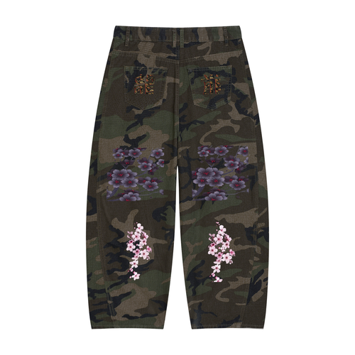 Silent Mafia Men’s Camo Barrel Leg Cargo Pants