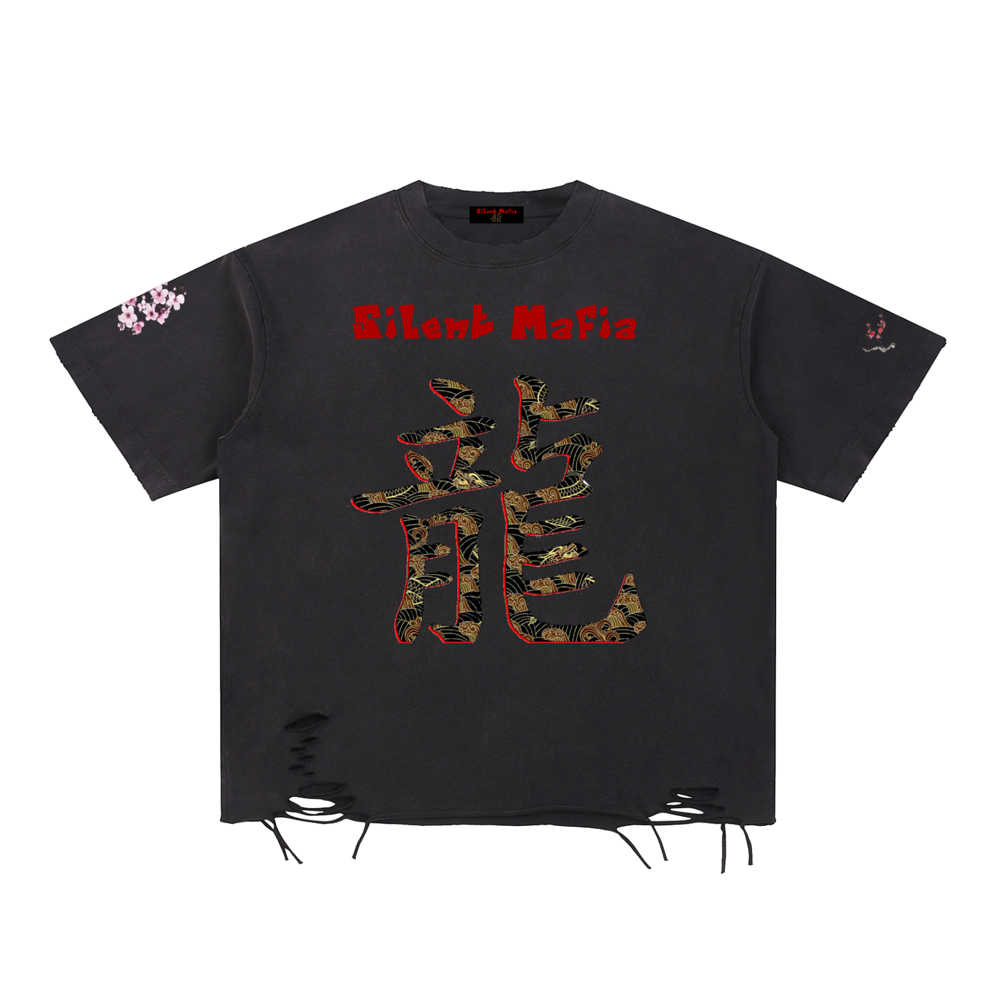 Silent Mafia Snow Washed Raw-Hem T-Shirt
