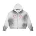 Silent Mafia Sun Fade Frayed Raw Edge Fleece Zip Hoodie